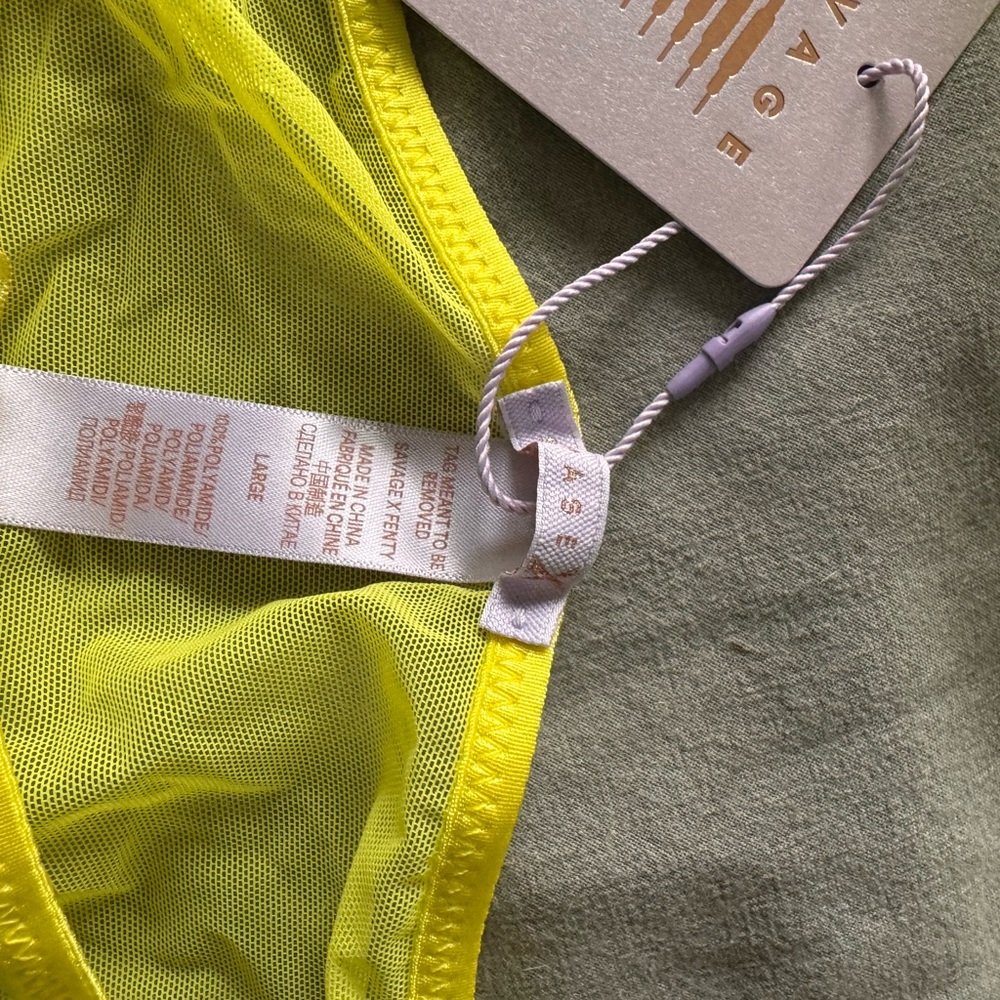 Sheer Floral Mesh Thong Bikini - Yellow - Picture 4 of 4